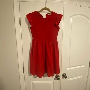 COPY - Red Smocked ruffle sleeve dress